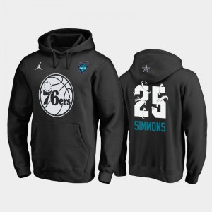 Mens Ben Simmons #25 Black The Buzz Side Sweep Pullover 2019 All-Star Philadelphia 76ers Hoodies 589748-542