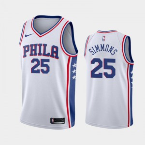 Mens Ben Simmons #25 Philadelphia 76ers 2019 season Association White Jerseys 540202-957