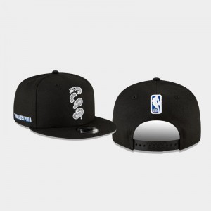 Men Philadelphia 76ers City Black 2021 Season Edition Alternate 9FIFTY Snapback Adjustable Hat 531084-201