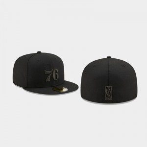 Men Philadelphia 76ers Logo Spark Black 59FIFTY Fitted Hats 340752-125