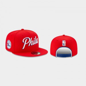 Mens Philadelphia 76ers Red Statement Series 9FIFTY Snapback Hats 481674-310