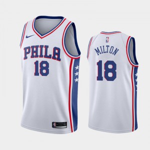 Mens Shake Milton #18 White 2019 season Philadelphia 76ers Association Jersey 502241-214
