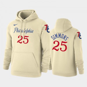 Men Ben Simmons #25 Cream Pullover Philadelphia 76ers City Hoodie 511272-810