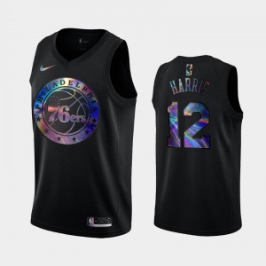Mens Tobias Harris #12 Philadelphia 76ers Black Iridescent Holographic Limited Edition Iridescent Logo Jersey 870135-939