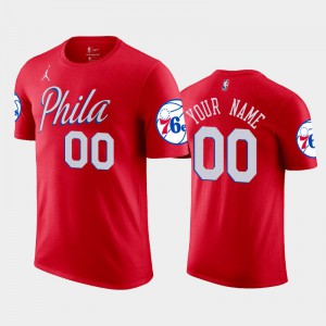 Men's #00 Custom 2020-21 Statement Philadelphia 76ers Red T-Shirts 675243-134
