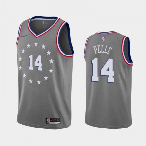 Men's Norvel Pelle #14 2019-20 Philadelphia 76ers City Gray Jerseys 469717-606
