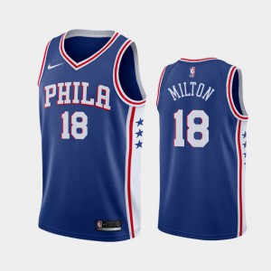Men Shake Milton #18 Icon Blue Philadelphia 76ers 2018-19 Jerseys 228387-192