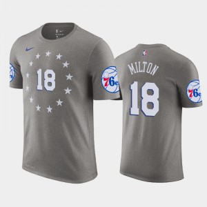 Mens Shake Milton #18 City Gray Philadelphia 76ers 2018-19 T-Shirt 911520-141
