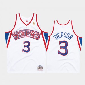 Men's Allen Iverson #3 Hardwood Classics 1996-97 Authentic Philadelphia 76ers White Jersey 376786-816