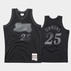 Mens Ben Simmons #25 Philadelphia 76ers 1997-98 Hardwood Classics Black Throwback Tonal Jerseys 357692-309