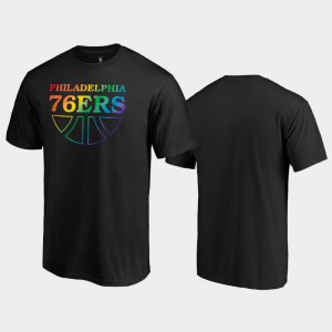 Men Pride Month Philadelphia 76ers Wordmark Black T-Shirts 289273-740