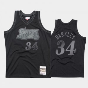 Mens Charles Barkley #34 1997-98 Hardwood Classics Philadelphia 76ers Black Throwback Tonal Jerseys 532400-725
