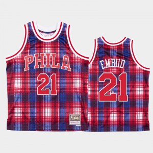 Men Joel Embiid #21 Private School Philadelphia 76ers Hardwood Classics Red Jerseys 390988-332