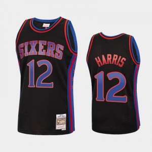 Men Tobias Harris #12 Philadelphia 76ers Black Reload Hardwood Classics Jersey 604011-955