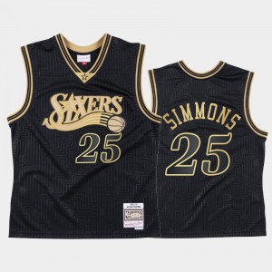 Mens Ben Simmons #25 Hardwood Classics Black Philadelphia 76ers 2020 Chinese New Year Jersey 449333-958