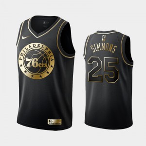 Men's Ben Simmons #25 Philadelphia 76ers Golden Logo Golden Edition Black Jerseys 771634-750