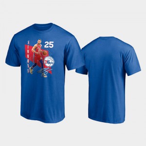 Mens Ben Simmons #25 Blue Pick Roll Philadelphia 76ers Player Graphic T-Shirt 258508-293