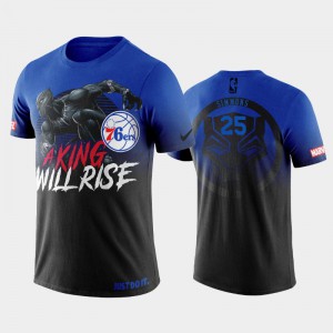 Men's Ben Simmons #25 Royal Black Panther T-shirt Philadelphia 76ers Marvel T-Shirt 567899-305