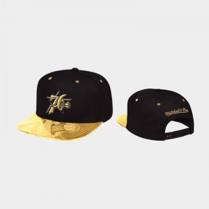 Men's Hardwood Classics Black Gold Philadelphia 76ers Standard Snapback Hats 810631-949