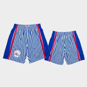 Mens Philadelphia 76ers Striped Blue 2000-01 Hardwood Classics Basketball Shorts 938966-344