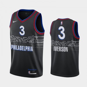 Mens Allen Iverson #3 City Black 2020-21 Philadelphia 76ers Jerseys 710850-732