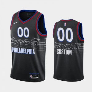 Men's #00 City Custom 2020-21 Black Philadelphia 76ers Jersey 977816-425