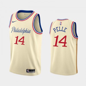 Mens Norvel Pelle #14 City 2019-20 Cream Philadelphia 76ers Jerseys 494580-458