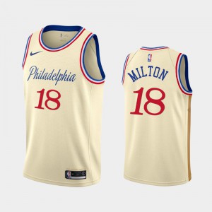 Men Shake Milton #18 Philadelphia 76ers Cream City 2019-20 Jerseys 394765-650