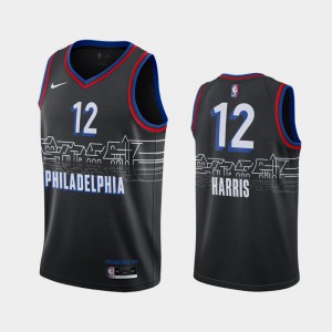 Mens Tobias Harris #12 City Philadelphia 76ers Black 2020-21 Jerseys 747684-447