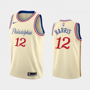Mens Tobias Harris #12 City Philadelphia 76ers Cream 2019-20 Jerseys 390552-138
