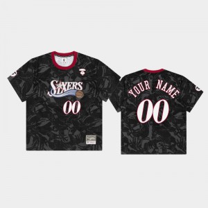 Mens #00 Custom Black Aape Philadelphia 76ers Jerseys 648358-690