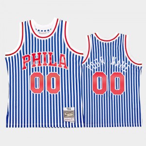 Men's #00 Custom 1996-97 Philadelphia 76ers Striped Blue Jerseys 347920-985