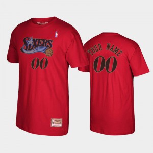 Men's #00 Red Philadelphia 76ers Custom Hardwood Classics Reload T-Shirt 831877-233