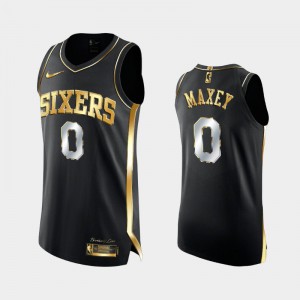 Mens Tyrese Maxey #0 Men Authentic Limited Golden Edition Black Philadelphia 76ers Jerseys 363324-256
