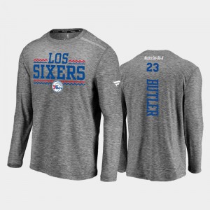 Mens Jimmy Butler Authentic Shooting Long Sleeve Charcoal Noches Ene-Be-A Philadelphia 76ers T-Shirts 433424-468