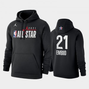 Men Joel Embiid #21 Official Logo 2021 NBA All-Star Black Philadelphia 76ers Hoodie 511420-315