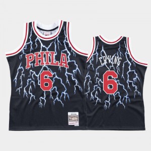 Mens Julius Erving #6 Black Philadelphia 76ers Hardwood Classics Lightning Jerseys 645717-721