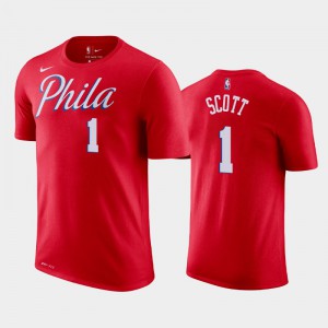 Men Mike Scott #1 Statement Philadelphia 76ers Red T-Shirt 167096-750