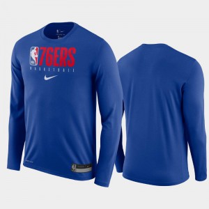Men Philadelphia 76ers Long Sleeve Practice Legend Performance Royal T-Shirt 928880-212