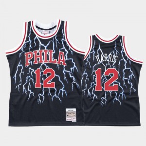 Men Tobias Harris #12 Black Lightning Philadelphia 76ers Hardwood Classics Jerseys 615203-907