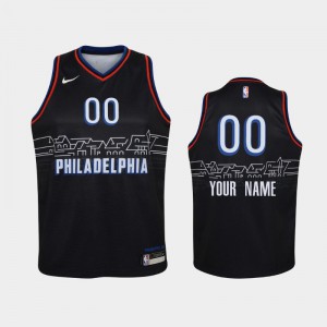 Youth #00 City 2020-21 Custom Philadelphia 76ers Black Jersey 461706-769