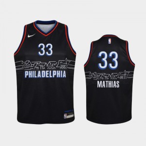 Youth(Kids) Dakota Mathias #33 2020-21 Philadelphia 76ers City Black Jerseys 664468-489