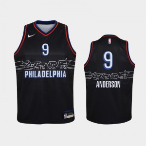 Youth(Kids) Justin Anderson #9 City Philadelphia 76ers Black 2020-21 Jerseys 981356-816