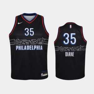 Youth Lamine Diane #35 City Black 2020-21 Philadelphia 76ers Jerseys 164346-253