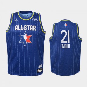 Youth(Kids) Joel Embiid #21 Philadelphia 76ers 2020 NBA All-Star Game Blue Eastern Conference Jersey 557939-622