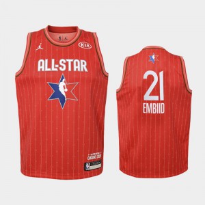 Youth Joel Embiid #21 2020 NBA All-Star Game Philadelphia 76ers Red Eastern Conference Jerseys 346880-743
