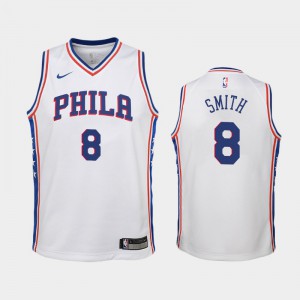 Youth(Kids) Zhaire Smith #8 18-19 Philadelphia 76ers White Association Jerseys 171136-911