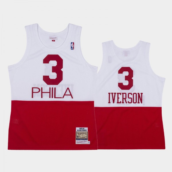 Men's Allen Iverson #3 White Red Philadelphia 76ers 2003-04